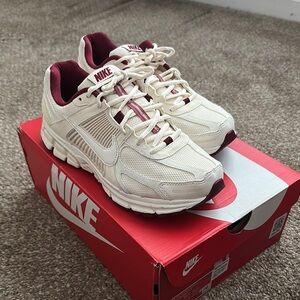 Nike Off-White and Maroon Running Shoes